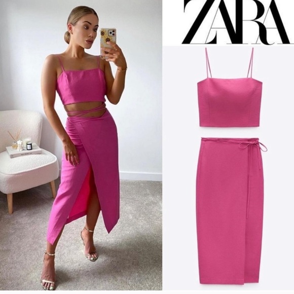 ZARA Wrap Pareo Midi Skirt - Picture 2 of 11